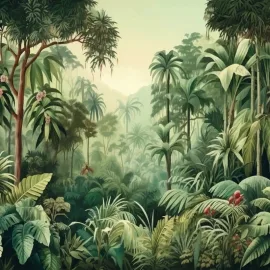 Origin Jungle Trees Forest Green Wall Mural - MUR368