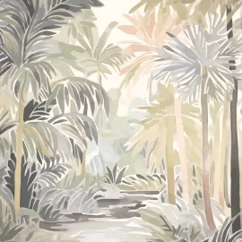 Origin Pretty Palms Natural Stone Wall Mural - MUR370