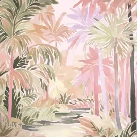 Origin Pretty Palms Natural/Blush Wall Mural - MUR371