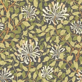 Origin Honeysuckle Black/Olive Green Wall Mural - MUR384