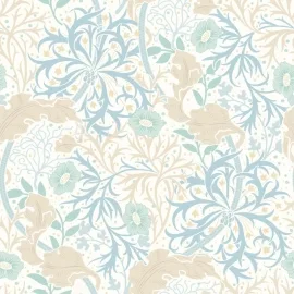Origin Trailing Seaweed Garden Blue/Linen Wall Mural - MUR387