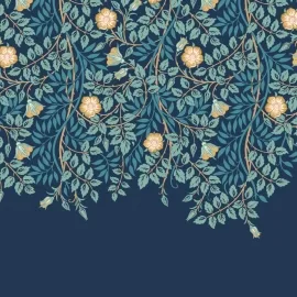 Origin Cascading Rosehip Indigo/Teal Wall Mural - MUR404