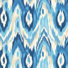 Origin Watercolour Ikat Inky Blue Wall Mural - MUR420