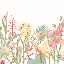 Origin Tropical Foliage Dusky Coral Wall Mural - MUR422