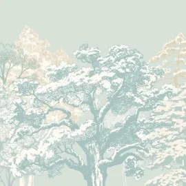 Origin Etched Trees Duck Egg Blue Wall Mural - MUR433
