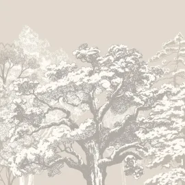 Origin Etched Trees Charcoal/Stone Wall Mural - MUR434