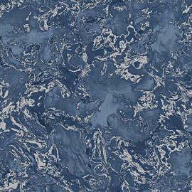 Muriva Elixir Marble Blue/Silver Metallic Wallpaper - 166505