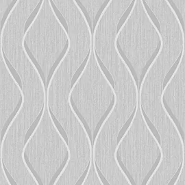 Muriva Indra Geo Wave Grey/Silver Metallic Wallpaper - 154112