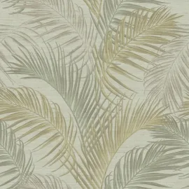 Galerie Botanical Palm Leaf Green/Cream Metallic Wallpaper - PS33315
