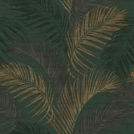 Galerie Botanical Palm Leaf Green/Brown Metallic Wallpaper - PS33317