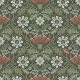 Galerie Sommarang 2 Klockrike Green/Orange Wallpaper - S24124