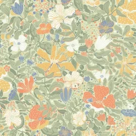 Galerie Sommarang 2 Midsommar Green/Orange Wallpaper - S63018