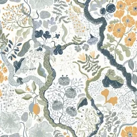 Galerie Sommarang 2 Ann White/Orange Wallpaper - S65103