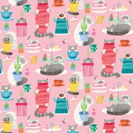 Ohpopsi Kitten Kaboodle Bubblegum Wallpaper - WGU50109W