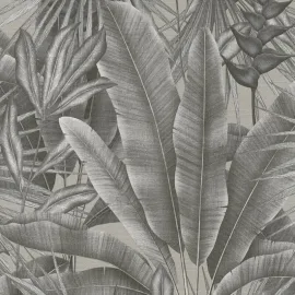 Galerie Welcome Home Tropical Leaves Silver/Grey Wallpaper - WH30115
