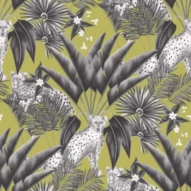 Ohpopsi Jungle Cheetah Sable/Lime Wallpaper - WLD53105W