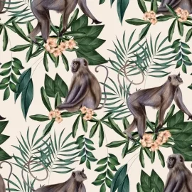 Ohpopsi Morris The Monkey Cream Wallpaper - WLD53108W