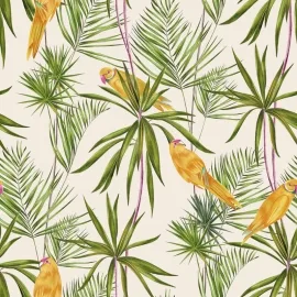 Ohpopsi Paradise Tropical Parrots Chalk Wallpaper - WLD53125W