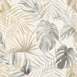 Ohpopsi Tropica Palm Leaves Linen/Stone Wallpaper - WLD53130W