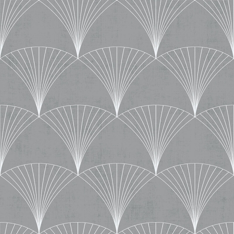Midbec Design Art Deco Fan Silver/Grey Metallic Wallpaper - 12004