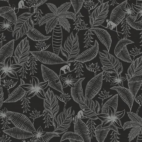 Ted Baker Fantasia Monflo Tropical Black/Silver Wallpaper - 12705