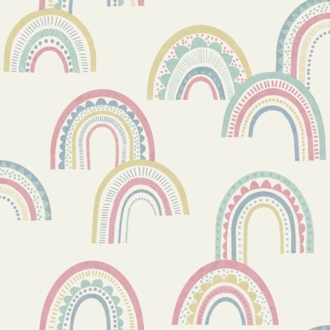 Holden Decor Boho Rainbow Pink/Duck Egg Wallpaper - 13281