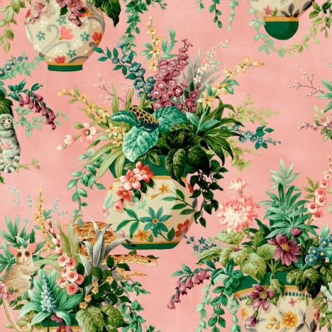 Holden Decor Delamere Floral Vase Pink Wallpaper - 13481