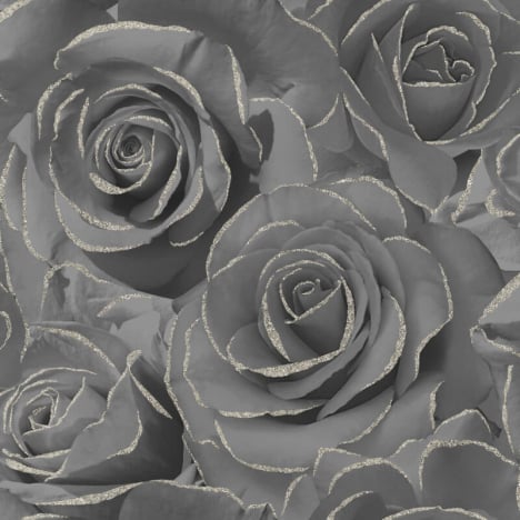 Muriva Madison Rose Floral Black Glitter Wallpaper - 139526