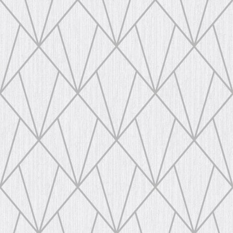 Muriva Indra Geometric Silver Metallic Glitter Wallpaper - 154101