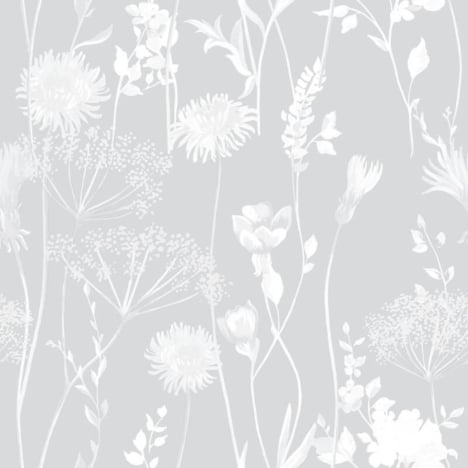Catherine Lansfield Meadowsweet Floral Grey Wallpaper - 165581