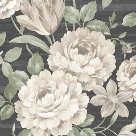 Muriva Fayre Floral Cream/Black Wallpaper - 194302