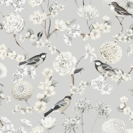Muriva Avery Floral Grey/Cream Wallpaper - 202501