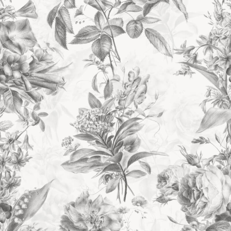 Muriva Toile Floral Black/White Wallpaper - 208501