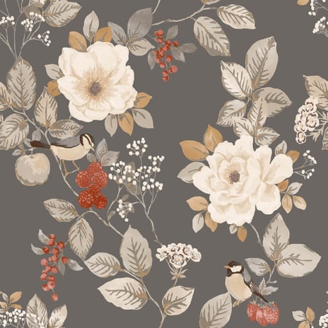 Belgravia Decor Bramble Floral Charcoal Wallpaper - 2303