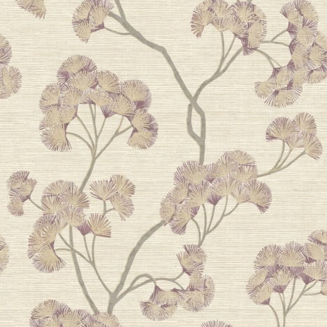 Rasch Sumatra Ginkgo Floral Mauve Wallpaper - 316001