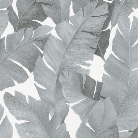 Galerie Large Leaf Black/Silver Wallpaper - 31624