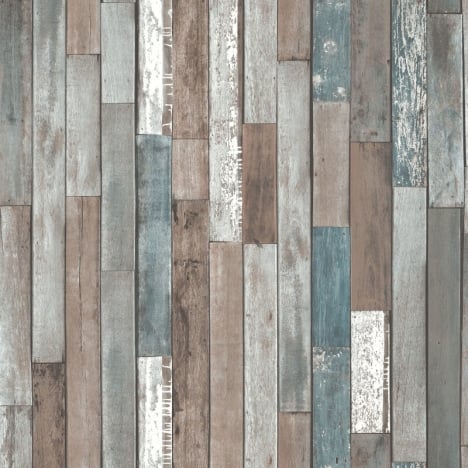 Fine Decor Distinctive Reclaimed Wood Planks Blue Wallpaper - FD40888