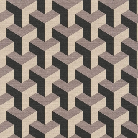 Daniel Hechter 3D Geometric Beige/Black Metallic Wallpaper - 78150-1