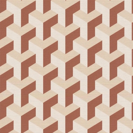 Daniel Hechter 3D Geometric Cream/Red Metallic Wallpaper - 78150-3