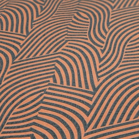 Daniel Hechter Abstract Wave Orange/Black Metallic Wallpaper - 78153-2