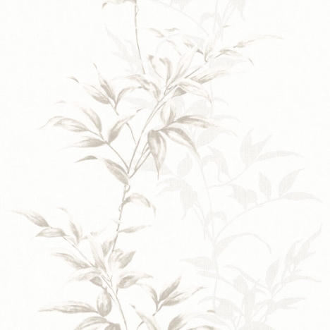 Galerie Floral Leaf White/Brown Wallpaper - 82223