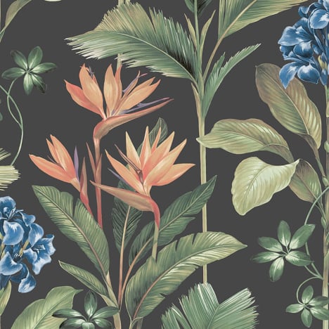 Belgravia Decor Oliana Floral Charcoal Wallpaper - 8484