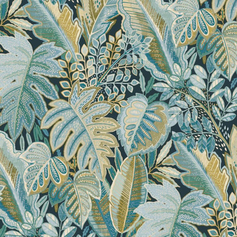 Grandeco Ciara Tribal Leaf Blue/Green Wallpaper - A58403