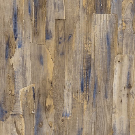 Grandeco Ciara Wooden Wall Natural/Blue Wallpaper - A62802