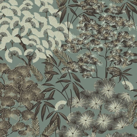 Grandeco Ciara Hisae Floral Green/Black Wallpaper - A63002