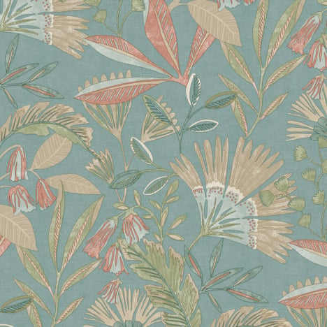 Grandeco Ciara Matisse Tropical Floral Blue Multi Wallpaper - A63802