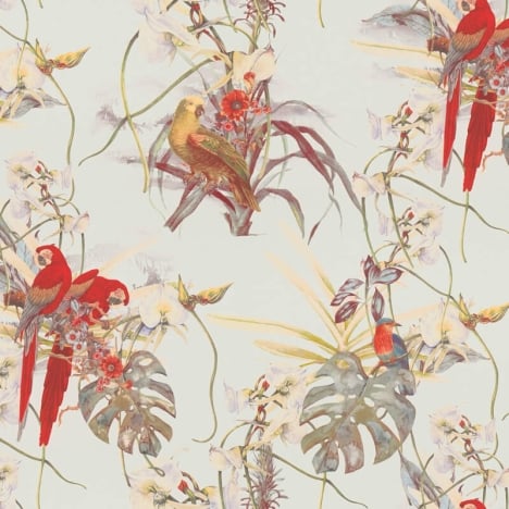 Galerie Exotic Parrot Motif Cream/Red Wallpaper - BW51028