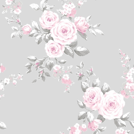 Catherine Lansfield Canterbury Floral Grey/Pink Wallpaper - 165503