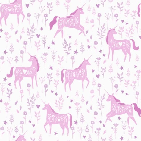 Catherine Lansfield Folk Unicorn Pink Wallpaper - 165570