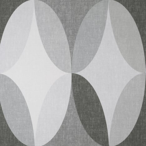 Crown Kirby Oval Geometric Charcoal/Grey Wallpaper - M1639